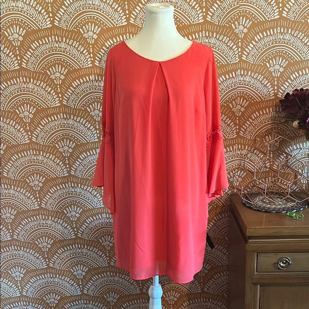A. Byer Coral Tunic with Flared Sleeves